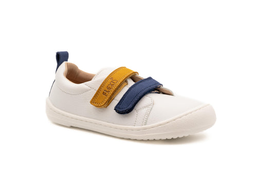 Deportivas Flexi Nens Blanca con Velcros Azul y Mostaza
