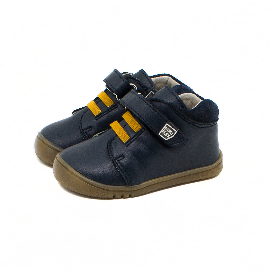 Botines Piel Velcro Azul Marino