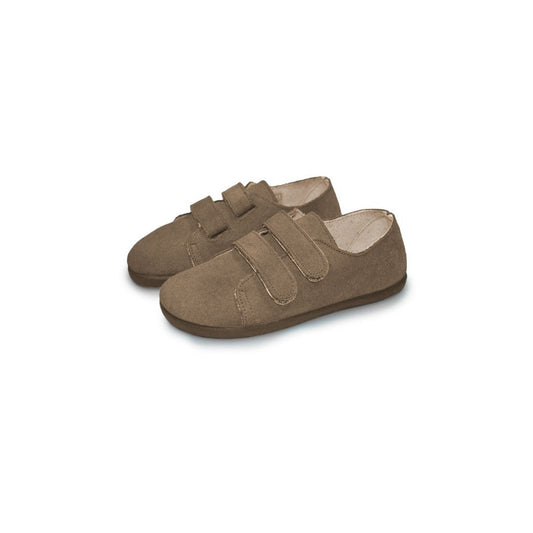 Zapato Infantil Velcro Serraje Marrón Claro