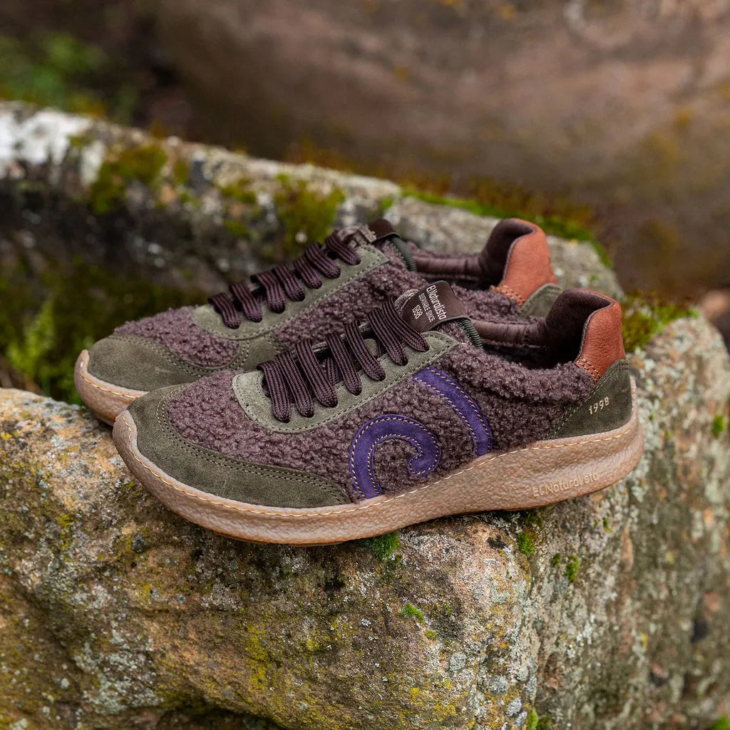 Deportiva Multi Material Marrón