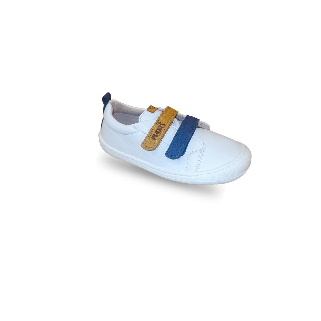 Deportivas Flexi Nens Blanca con Velcros Azul y Mostaza