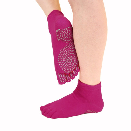 Calcetines Barefoot de Dedos Antideslizante Yoga & Pilates - Tobilleros | Fucsia
