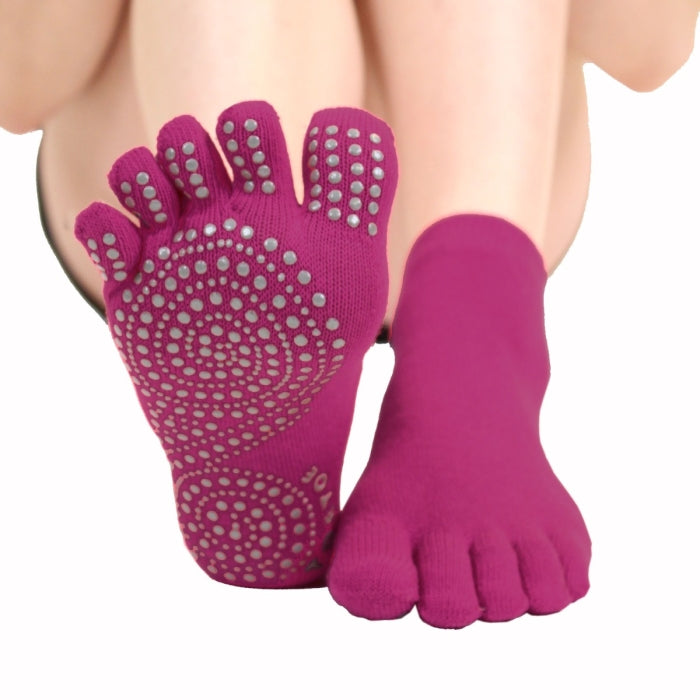 Calcetines Barefoot de Dedos Antideslizante Yoga & Pilates - Tobilleros | Fucsia