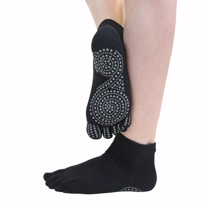 Calcetines Barefoot de Dedos Antideslizante Yoga & Pilates - Tobilleros | Negro