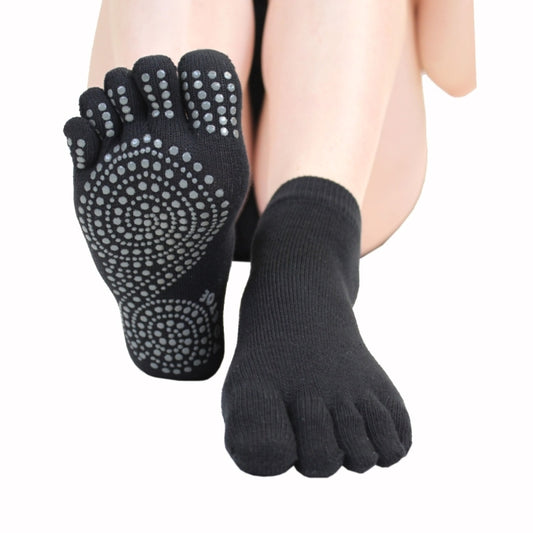 Calcetines Barefoot de Dedos Antideslizante Yoga & Pilates - Tobilleros | Negro