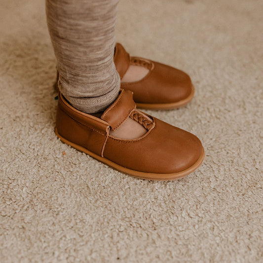 Merceditas Trenza Piel Marrón