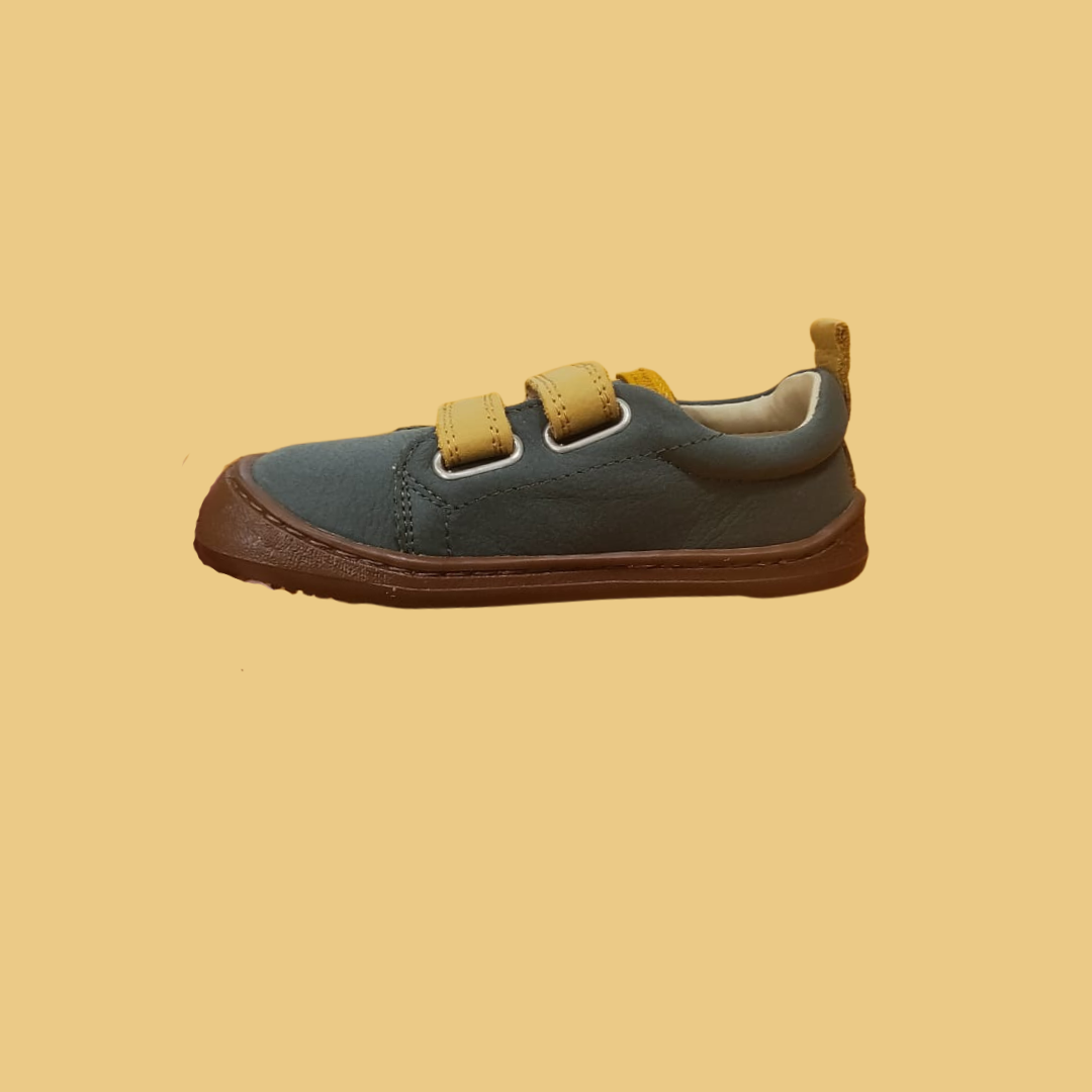 Deportivas Flexi Nens Kaki con Velcros Mostaza