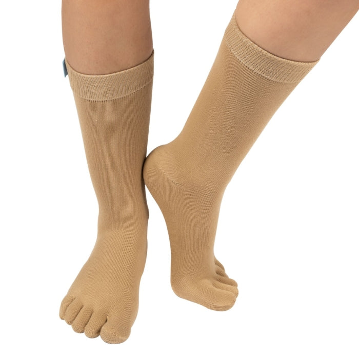 Calcetines Barefoot de Dedos Media Caña | Marrón Claro