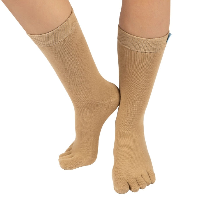 Calcetines Barefoot de Dedos Media Caña | Marrón Claro