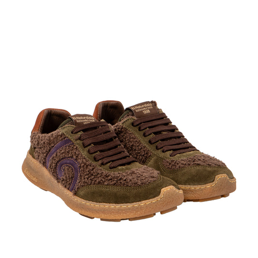 Deportiva Multi Material Marrón