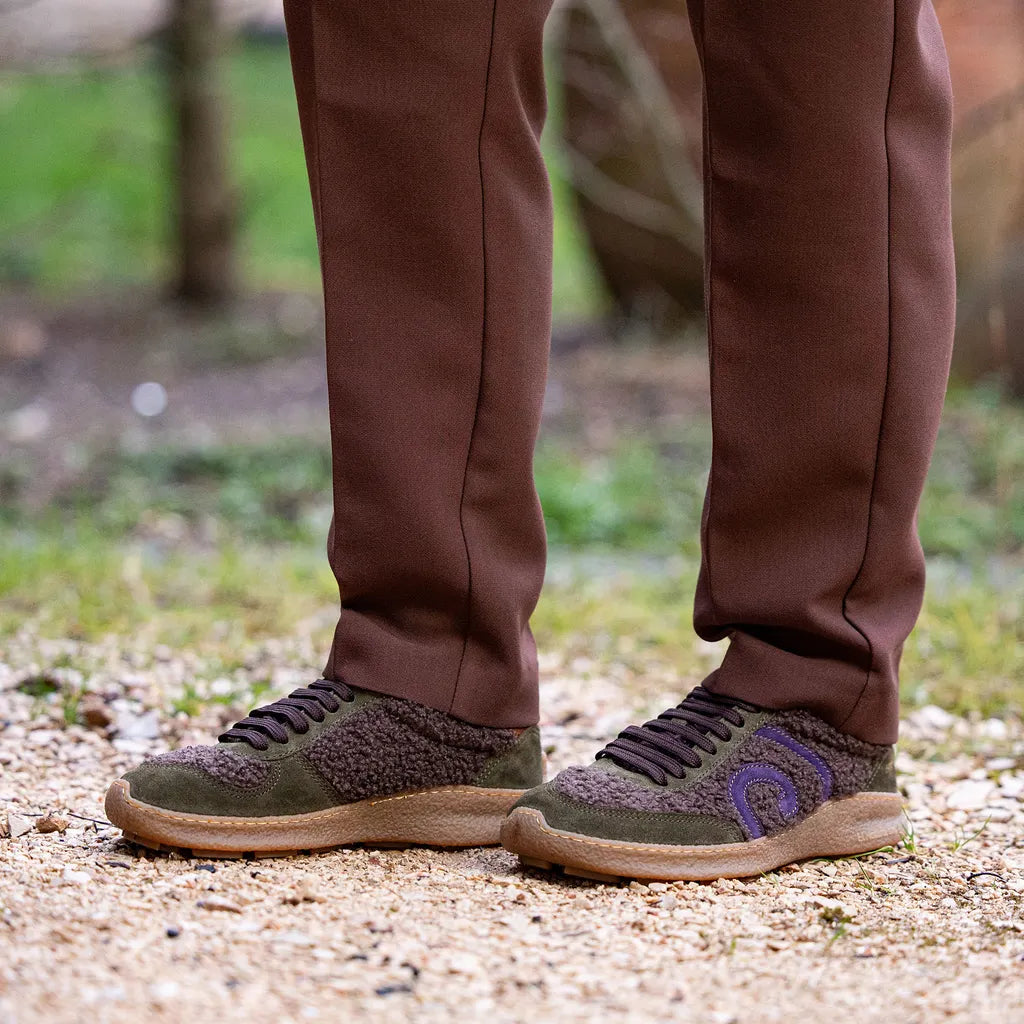 Deportiva Multi Material Marrón