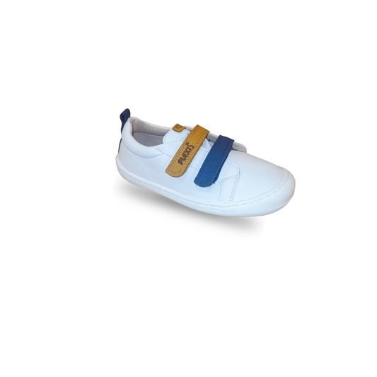 Deportivas Flexi Nens Blanca con Velcros Azul y Mostaza