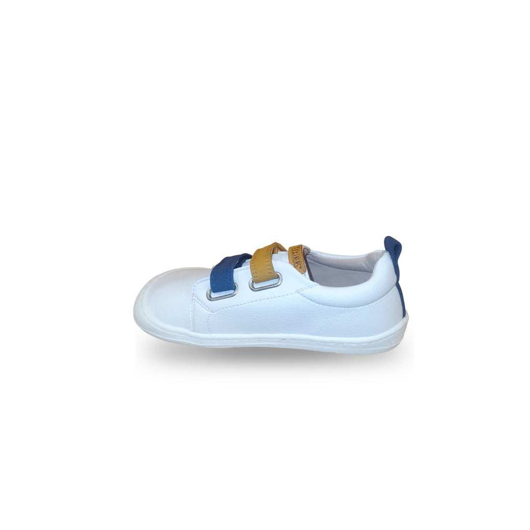 Deportivas Flexi Nens Blanca con Velcros Azul y Mostaza