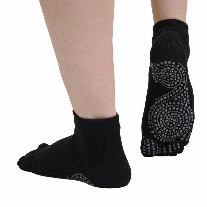 Calcetines Barefoot de Dedos Antideslizante Yoga & Pilates - Tobilleros | Negro
